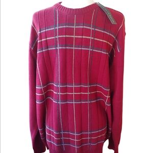 Oscar De La Renta Men's Cotton Red Plaid Crewneck Sweater Size XXL New NWT